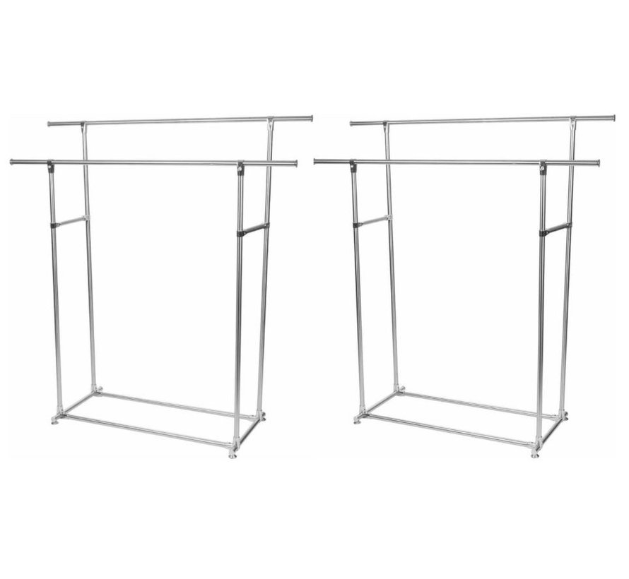 Lot de 2 portemanteaux en métal Perel avec 2 tiges MP62 - capacité 75kg - 145x50x155cm