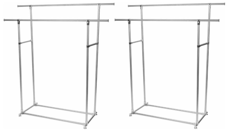 Lot de 2 porte-manteaux en métal Perel avec 2 tiges MP62 - capacité 75kg - 145x50x155cm