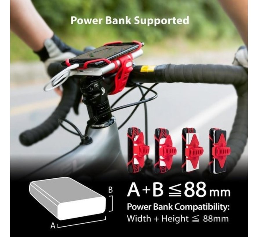 Support Bone Sport pour Smartphone et Powerbank - Bicyclette - Rouge