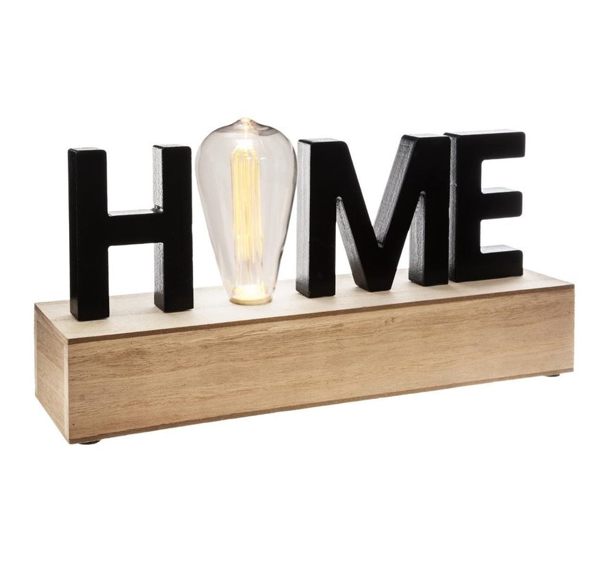 Lampe Sphera avec texte HOME - 34 cm - Bois