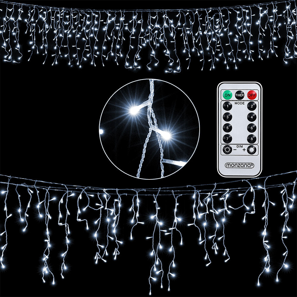 Monzana chaîne lumineuse blanche à glaçons et télécommande