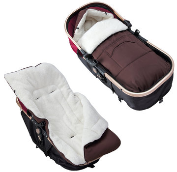 Monzana Couvre-pieds pour poussette Brun - Teddy - Maxi-Cosi avec sac de rangement