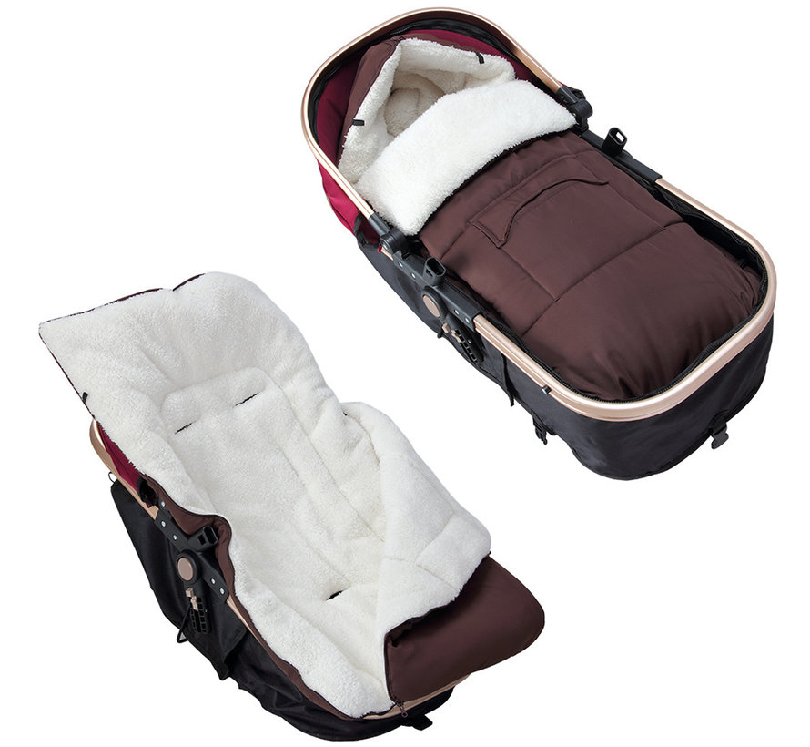 Couvre-pieds pour poussette Brun - Teddy - Maxi-Cosi avec sac de rangement