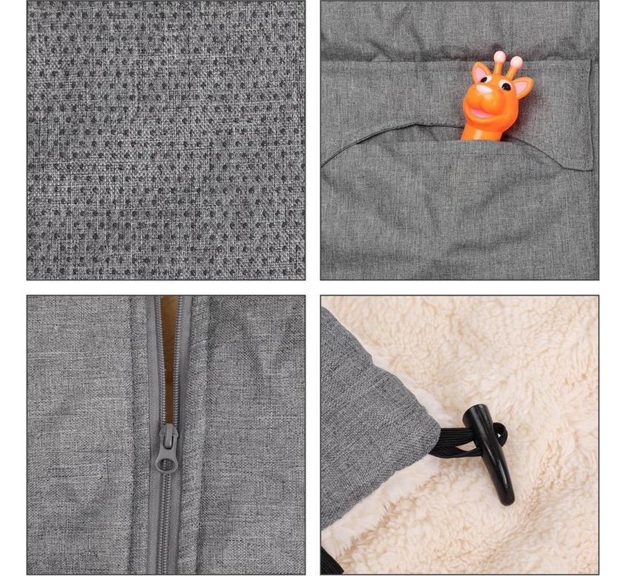 Couvre-pieds pour poussette Gris - Nounours - Maxi-Cosi avec sac de rangement