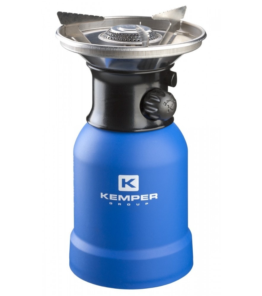 Réchaud à gaz avec protection contre le vent et allumage piézoélectrique 1200 Watt Bleu