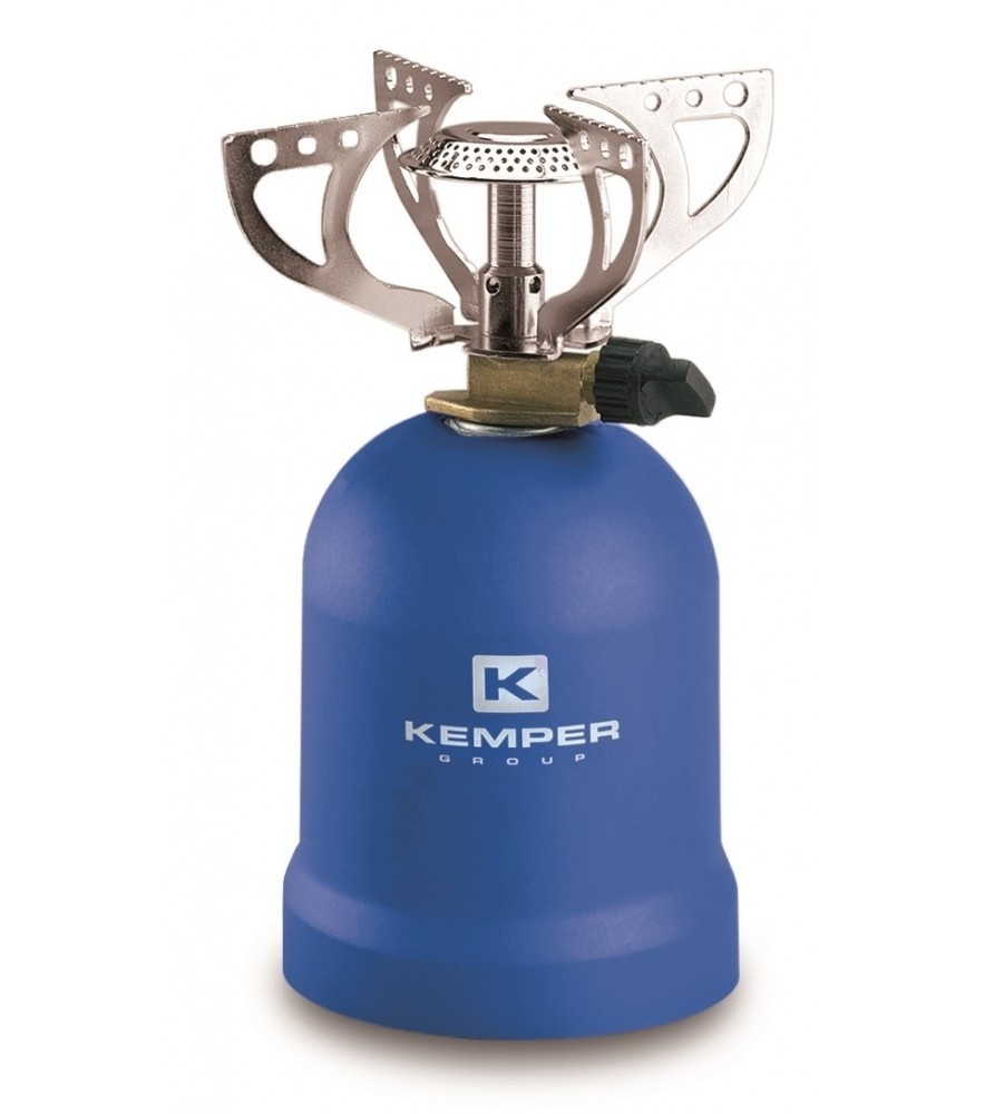Réchaud de camping, réchaud à gaz 1 brûleur pour le camping, les festivals ou les randonnées avec 4 supports 1200 Watt Blue