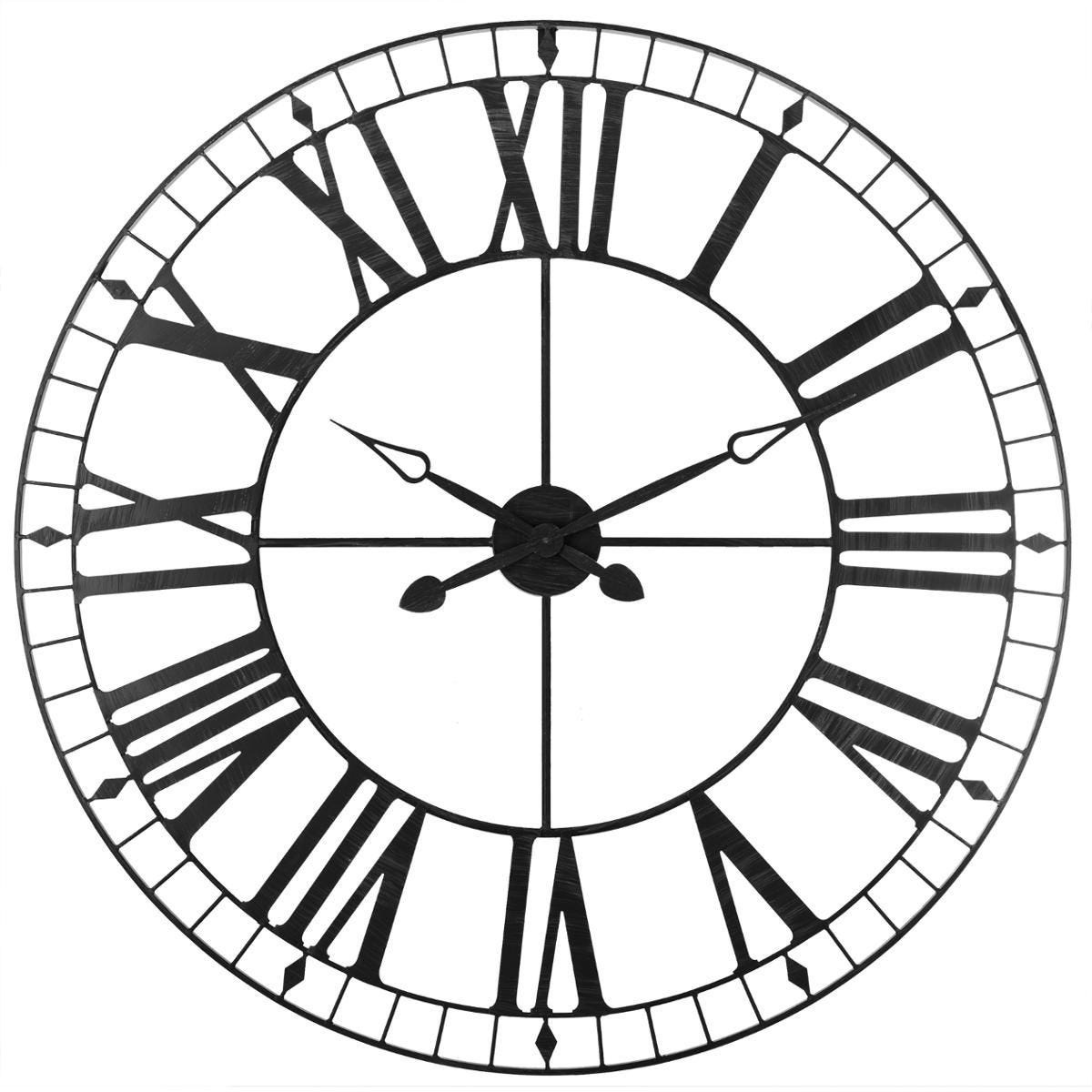 Sphera horloge vintage avec fond en bois - 36cm - noir