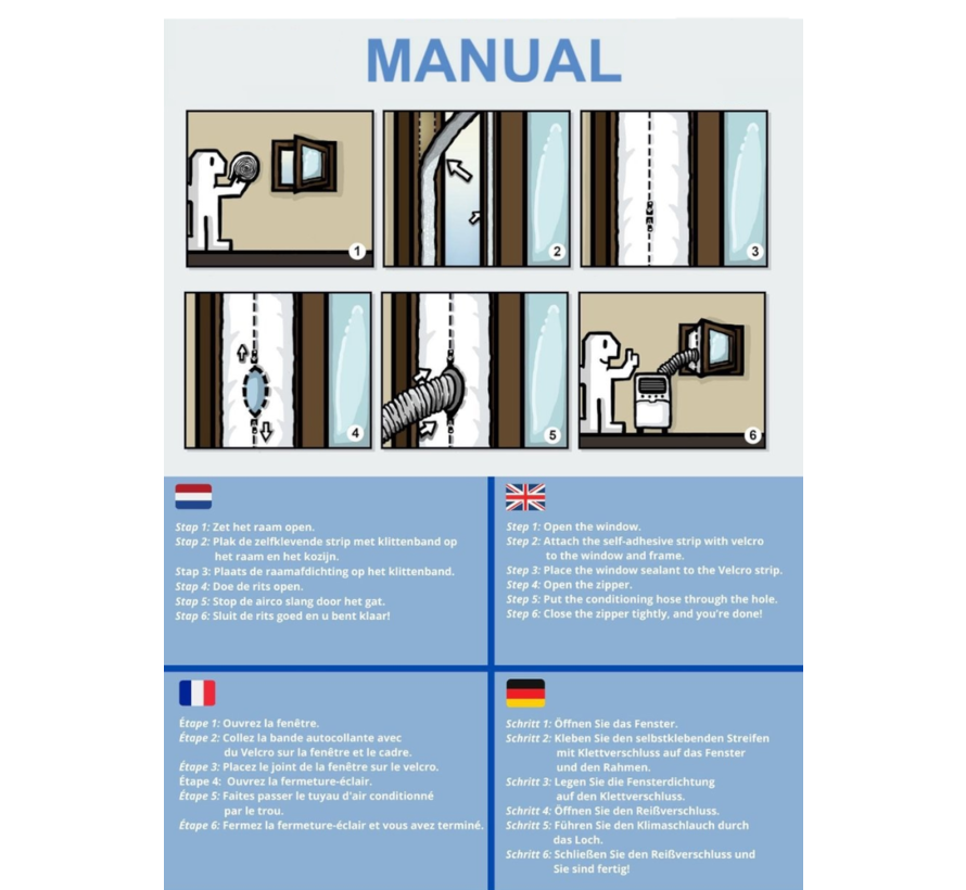 Calfeutrage fenêtres pour climatiseur mobile de 4 mètres - Kit de calfeutrage