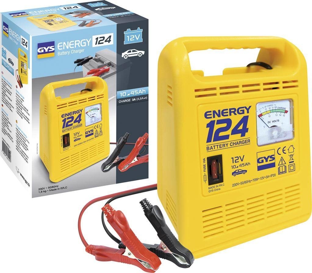 Chargeur de batterie pour voiture moto/scooter - GYS - Energie 124 10-45 Ah 70 W