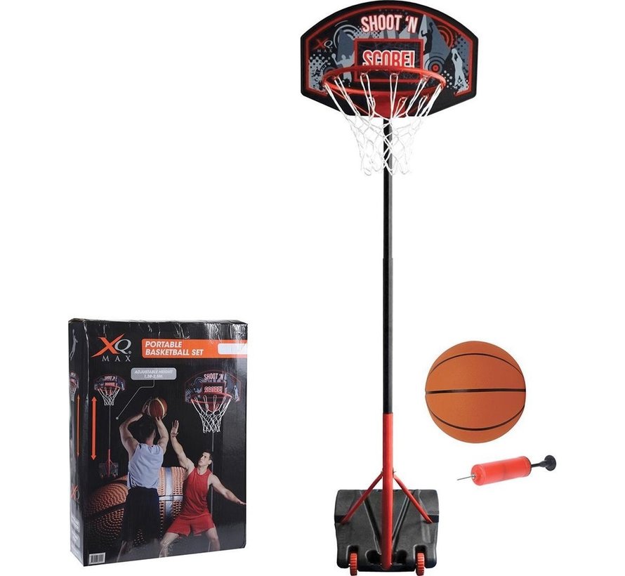 Panier de basket-ball XQ Max - Réglable de 1,38 m à 2,5 m - Ø 45 cm - Noir/Orange - Métallique