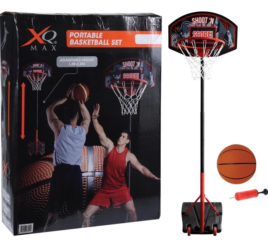 Panier de basket-ball XQ Max - Réglable de 1,38 m à 2,5 m - Ø 45 cm - Noir/Orange - Métallique
