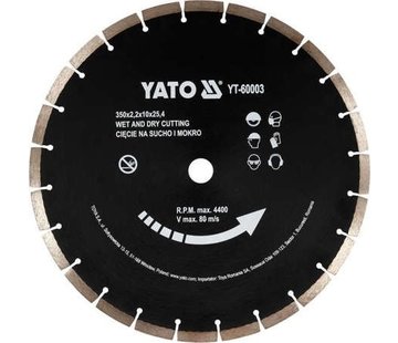 YATO Lame diamantée YATO - 24T - Dia 350mm - Pour toute marque de scie à béton