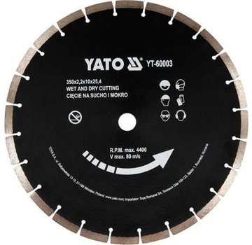 YATO Lame diamantée YATO - 24T - Dia 350mm - Pour toute marque de scie à béton