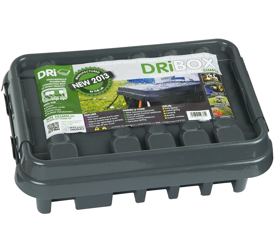 Dribox boîte de distribution de câbles étanche pour l'extérieur - IP55 - 28,5 x 15 x 11 cm - Noir