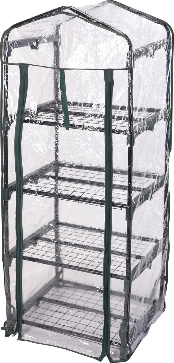 Serre - Pro Garden - étagères - double fermeture éclair - pour petites plantes en pots - hauteur 130 cm - Noir