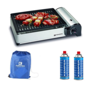 Kemper Barbecue de table - Kemper - Réchaud de camping - 2 bouteilles de gaz incluses - Barbecue portable au gaz