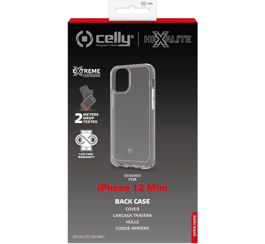 Étui Celly adapté à l'Apple iPhone 12 Mini - Coque arrière en plastique - Transparent
