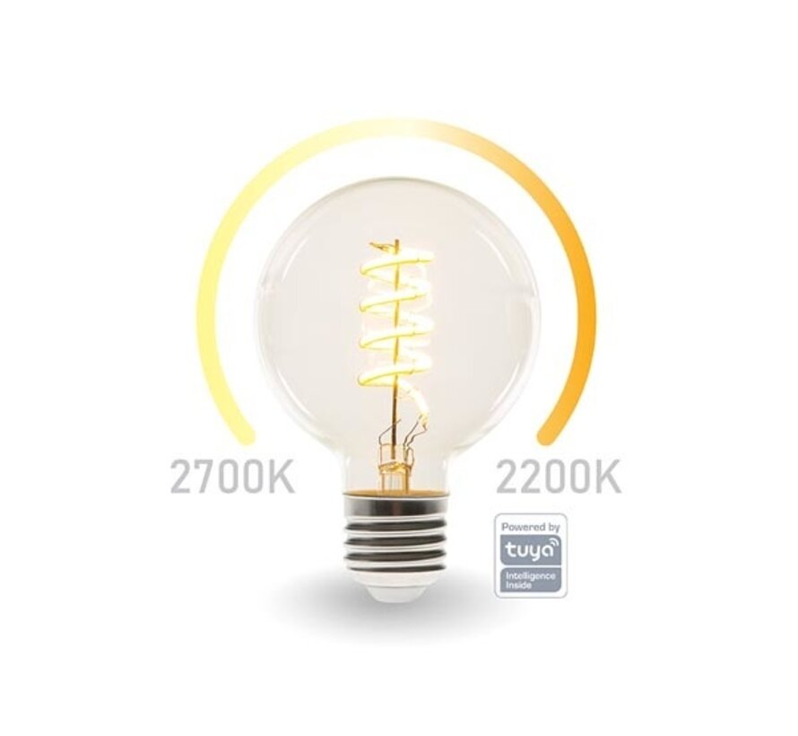 Ampoule LED Perel Smart Wifi - Blanc chaud & Blanc chaud intense - E27 - G95
