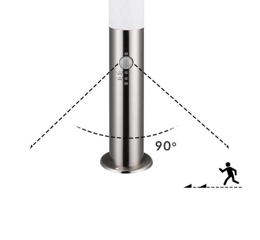 Monzana Path Lighting - Lampe d'extérieur autoportante - Éclairage de jardin - Acier inoxydable - Avec capteur - 48 x 12 cm - Argenté