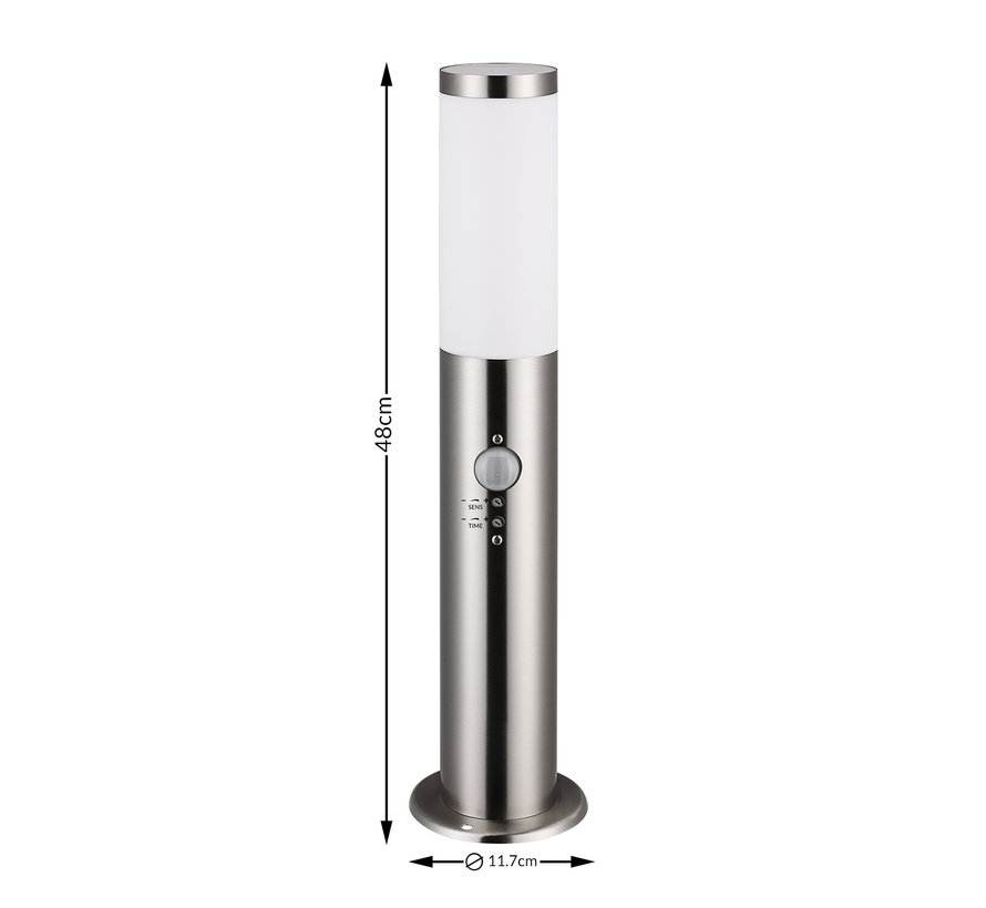 Monzana Path Lighting - Lampe d'extérieur autoportante - Éclairage de jardin - Acier inoxydable - Avec capteur - 48 x 12 cm - Argenté