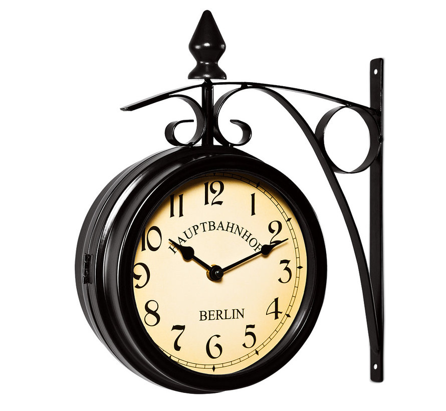 Horloge de gare Monzana - Style rétro -  Double face noire