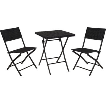 Pro Garden Ensemble de mobilier de jardin 3 pièces de Pro Garden - pliable - noir