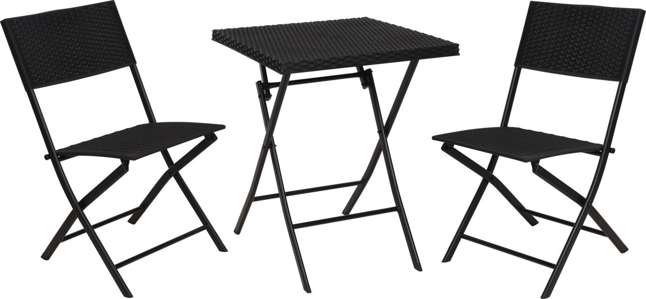 Ensemble de mobilier de jardin 3 pièces de Pro Garden - pliable - noir