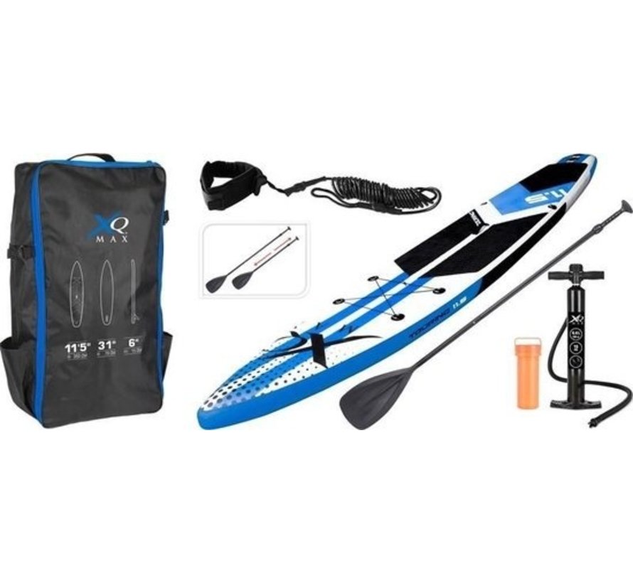 Planche de stand up paddle gonflable blanc, noir & bleu 350 cm 150 kg max - XQ Max - Pack complet planche & accessoires