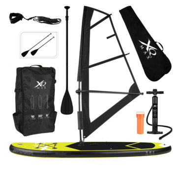 XQ Max Planche de Windsurf - XQ Max Édition Spéciale - Ensemble planche à voile/sup - Planche de Windsurf/Stand Up Paddle - avec Sac de Transport et Housse de transport - Gonflable - Voile 2m² - Ensemble de 13 pièces - jusqu'à 150 kg - 305 cm - 305 x 76 x 15 cm