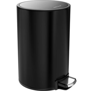 Stangvollby RodVollby Kallax Pedal Bin - 5 Liter - Stainless Steel - Black - Trash Bin - Toilette - Salle de bain - Petit - Soft Close Lid