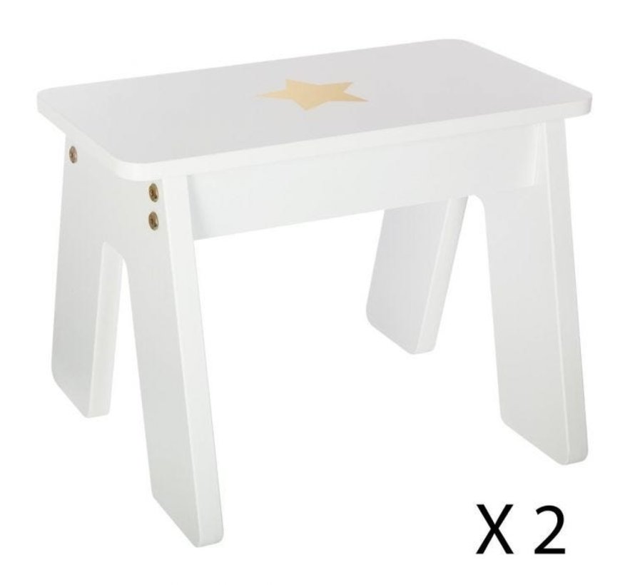 Sphera Table pour enfants avec 2 tabourets - Blanc - 57x57x51 cm