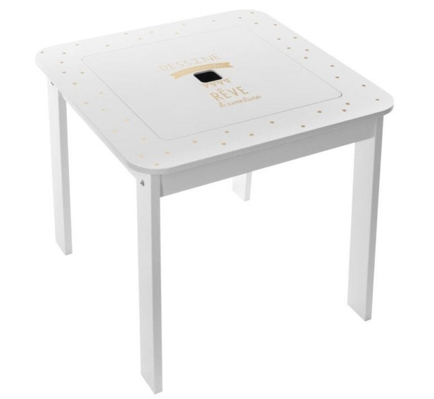 Sphera Table pour enfants avec 2 tabourets - Blanc - 57x57x51 cm