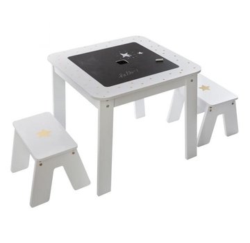 Sphera Sphera Table pour enfants avec 2 tabourets - Blanc - 57x57x51 cm