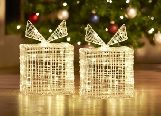 Nampook SET de 2 boîtes cadeaux lumineuses - 40 LED - Hauteur 20 cm