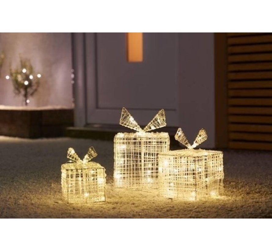 Nampook SET de 2 boîtes cadeaux lumineuses - 40 LED - Hauteur 20 cm