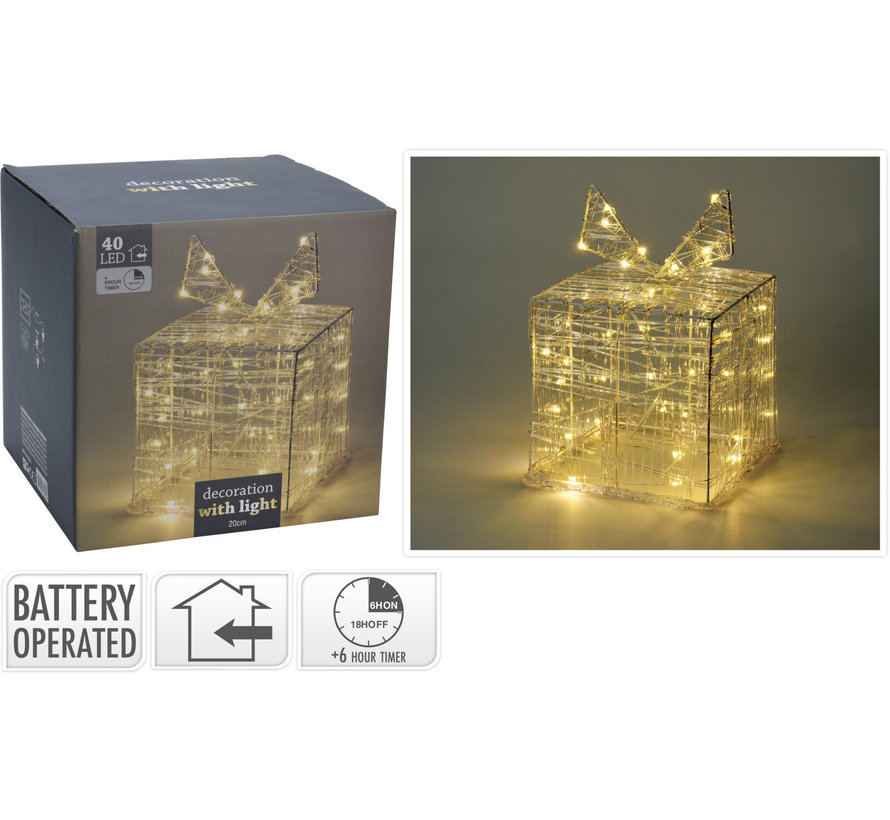 Nampook SET de 2 boîtes cadeaux lumineuses - 40 LED - Hauteur 20 cm