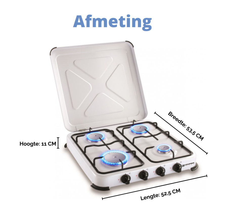 Gazinière - Kemper - avec 4 brûleurs - réchaud à gaz - transportable - en acier inoxydable - 4,65 kW