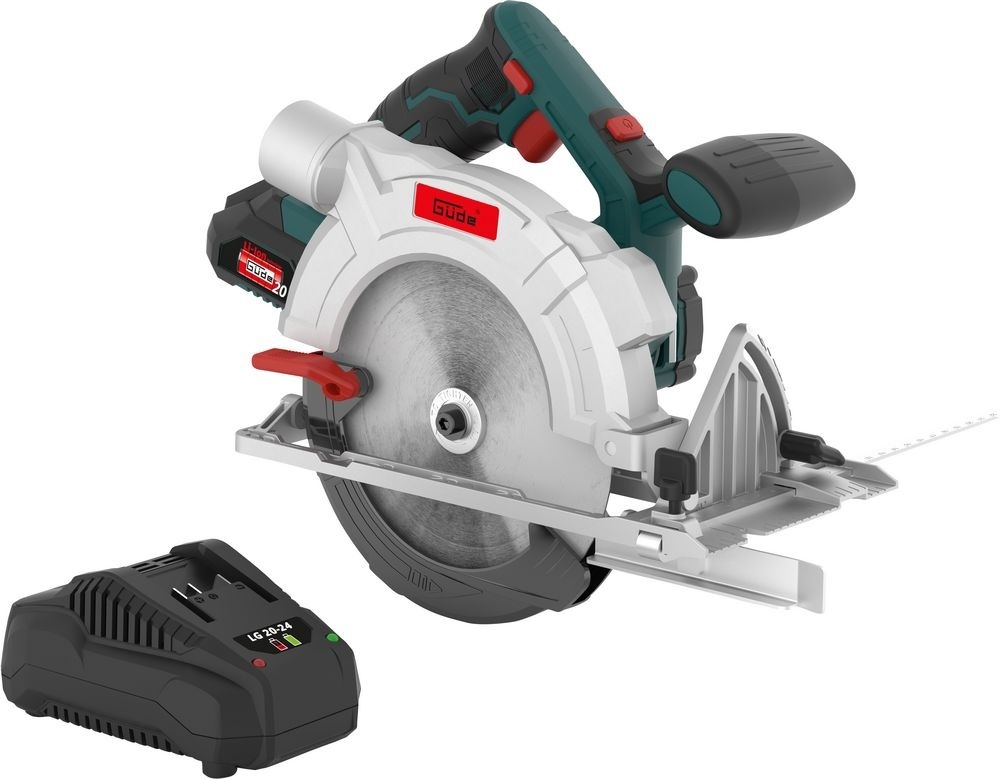 Scie circulaire Güde Accu KS 20-201-24 - 20V - 4200 tr/min - Batterie, chargeur rapide et lame carbure
