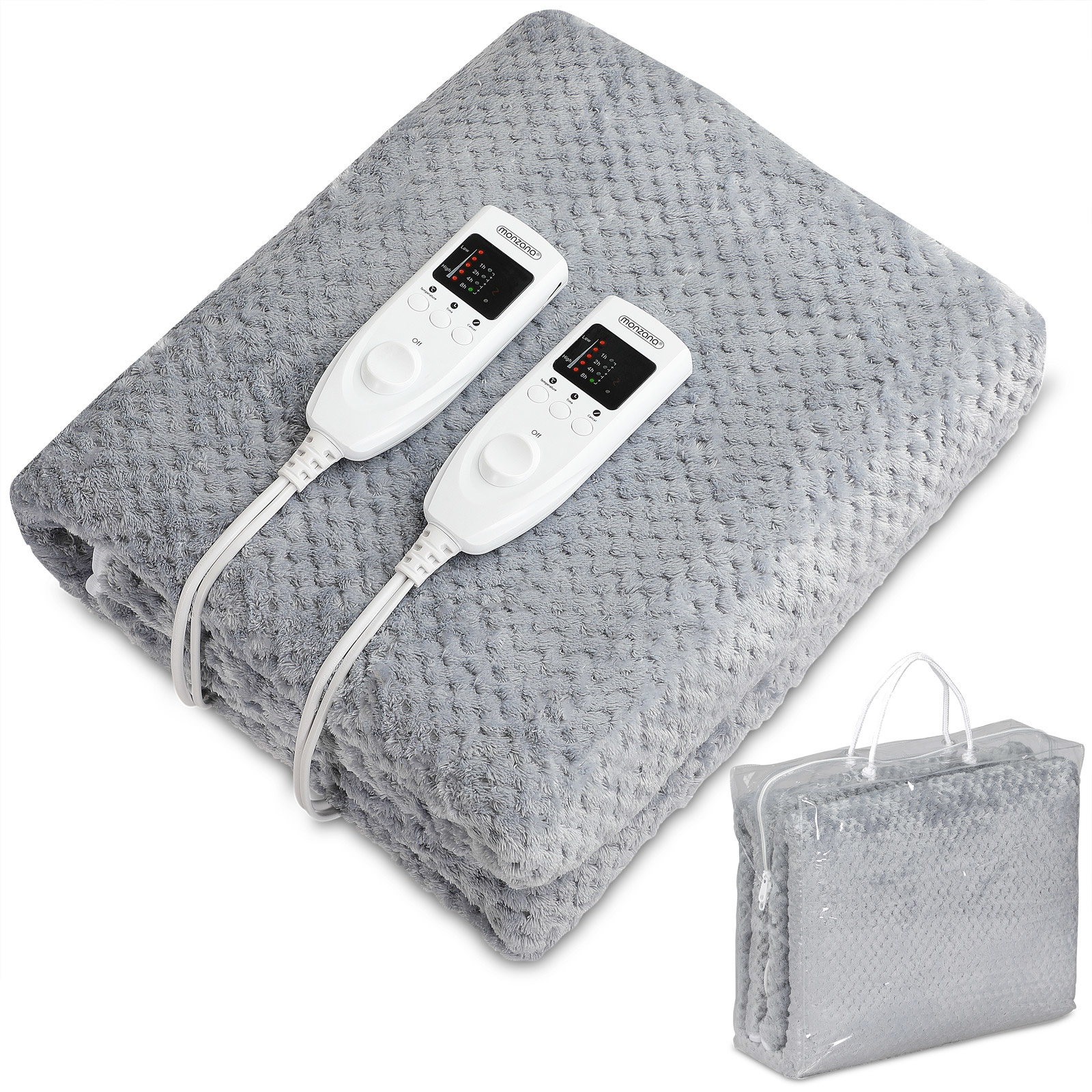 Double couverture chauffante Monzana - Couverture éléctrique - 160x140cm - gris