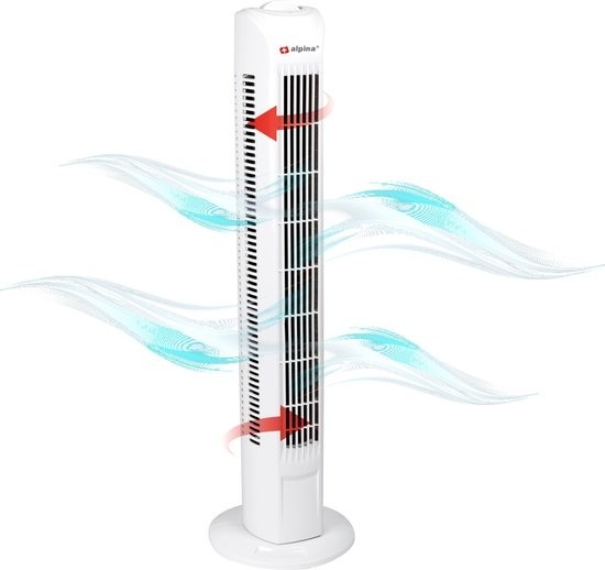 Ventilateur tour - Alpina - 45 watts - 78 cm - Oscillant - Blanc