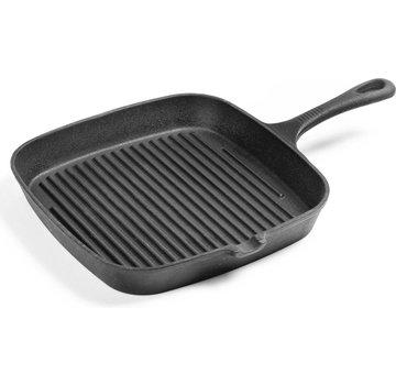 Daumonet Daumonet Auguste Noir poêle à griller en fonte - Poêle à steak Noir - Sans PFAS & PFOA - Carré avec bec verseur - 23,5 cm - 2 litres - Émail - Toutes sources de chaleur - Électrique - Gaz - Halogène - Induction - Céramique - Lave-vaisselle - DAU-CISG-BLAC