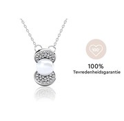 Yolora Yolora Ladies Necklace with Pendant - Pearl and 52 Kalpa Camaka Crystals - Silver - 18K White Gold Plated - Women's Necklace Silver - Jewellery - Luxury Gift Box - Gift Box - Exclusive Gift Box - Beautiful Gift Packaging