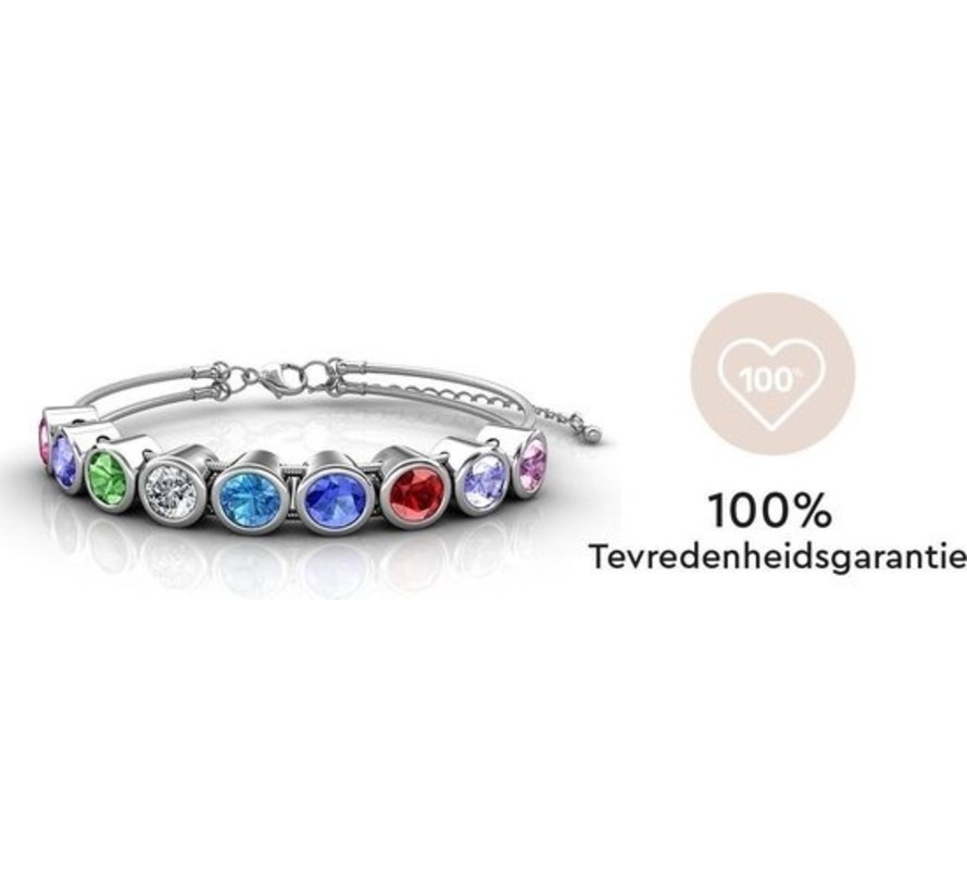Bracelet à breloques pour femme avec 7 cristaux colorés - Yolora - argenté