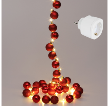 Casa Casa boules de Noël décoration de Noël 40-LED - Rouge - 2m et Perel Smart home Wifi plug- Android & IOS