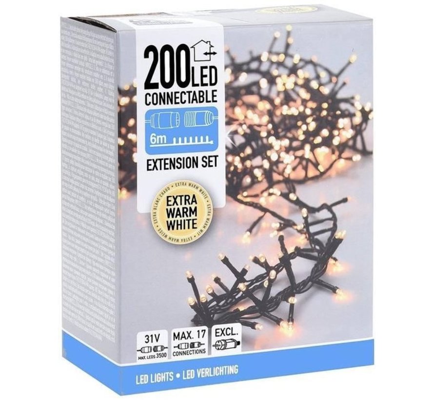 Guirlande de Noël - Linkable - 200 LED - 6 mètres - Eclairage blanc