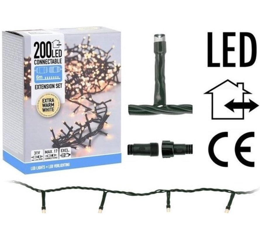 Guirlande de Noël - Linkable - 200 LED - 6 mètres - Eclairage blanc