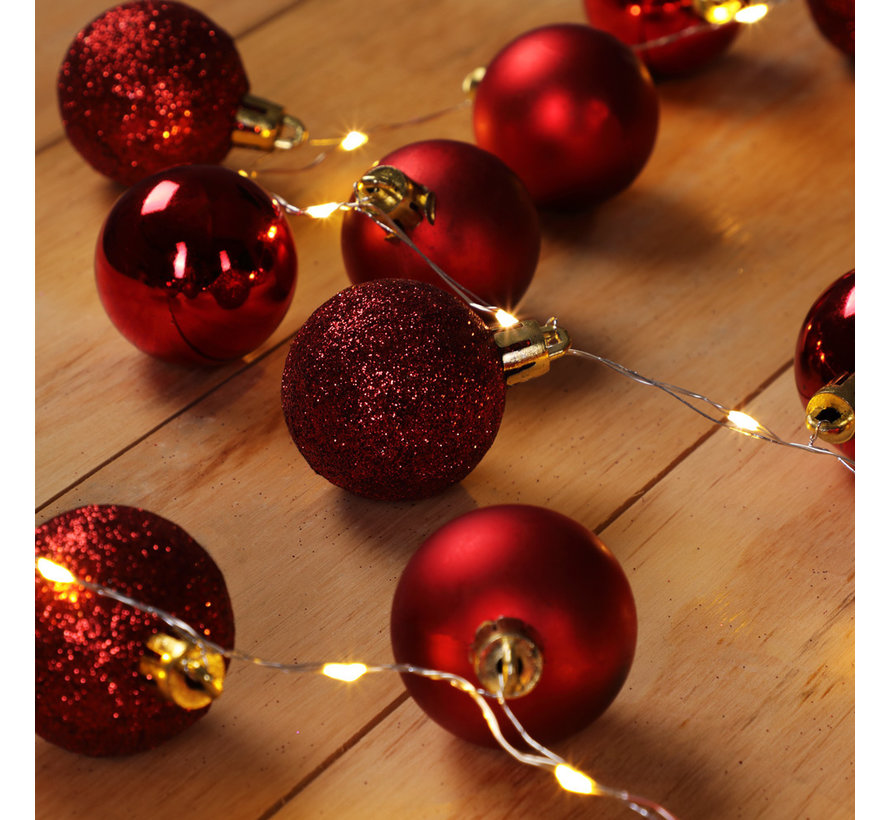 Casaria Guirlandes lumineuses de Noël décoration de Noël 40-LED - Rouge - 2m