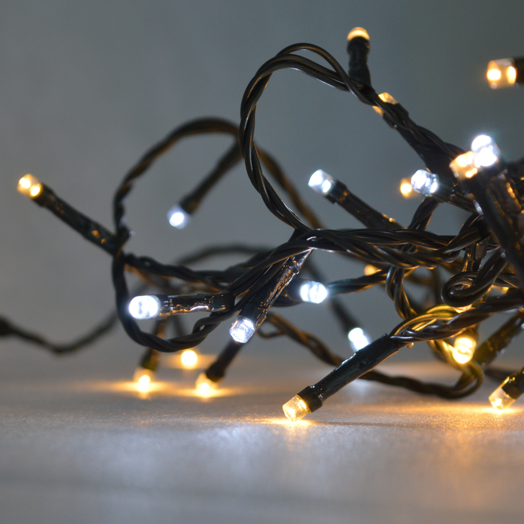 Eclairage d'ambiance Duolight - Blanc et blanc chaud - Câble vert - AVEC effet lumineux - 24 V - 8 M - 120 Leds