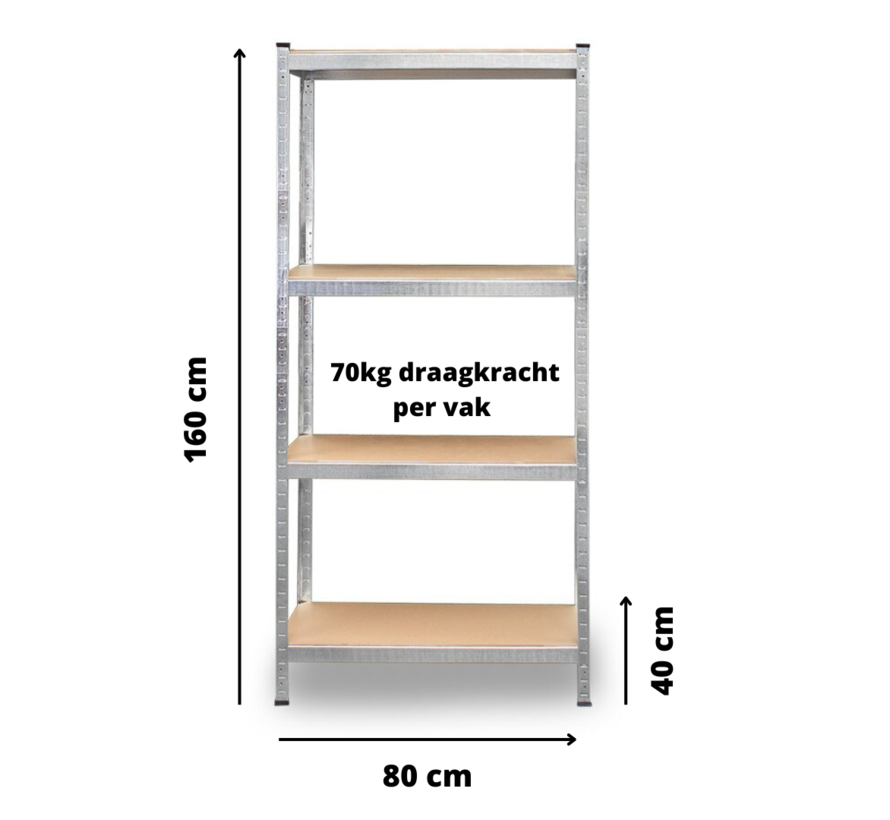 Werkzeug Meuble à étagères Capacité 320kg Galvanisé - 160 x 80 x 40 cm