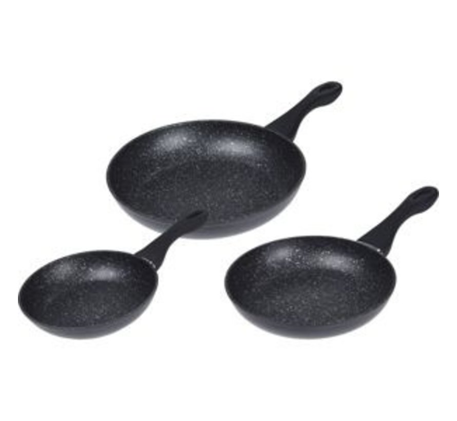 Ensemble de poêle à frire Excellent Only Cook - Ø 20, 24, 28 cm - Noir marbré